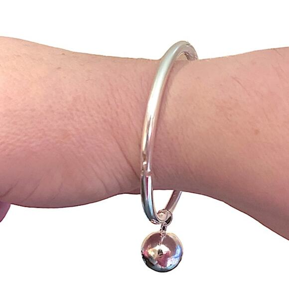 Drop Ball Sterling Silver Bangle Bracelet Various Sizes - Picture 14 of 16